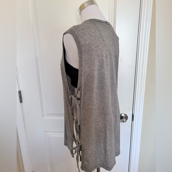 HELMUT LANG Sleeveless Gray Top with open sides w/ties Small (oversized style) - Picture 4 of 10